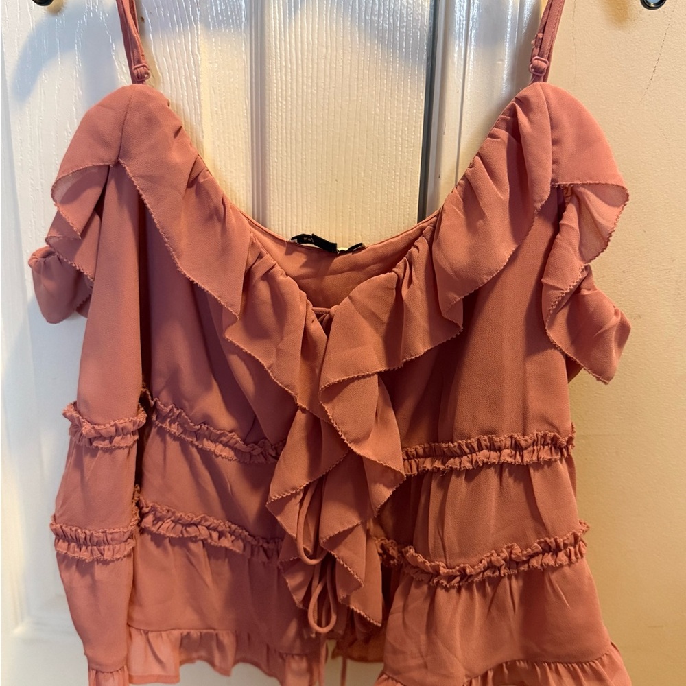 American Eagle Outfitters Pink Ruffled Camisole
